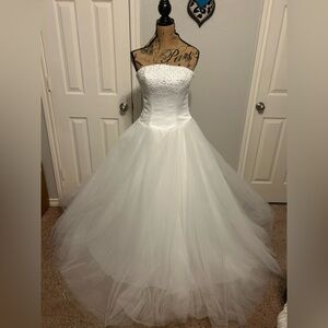 Wedding dress- size 6 - ball gown- strapless- pearls/rhinestones by Mori Lee